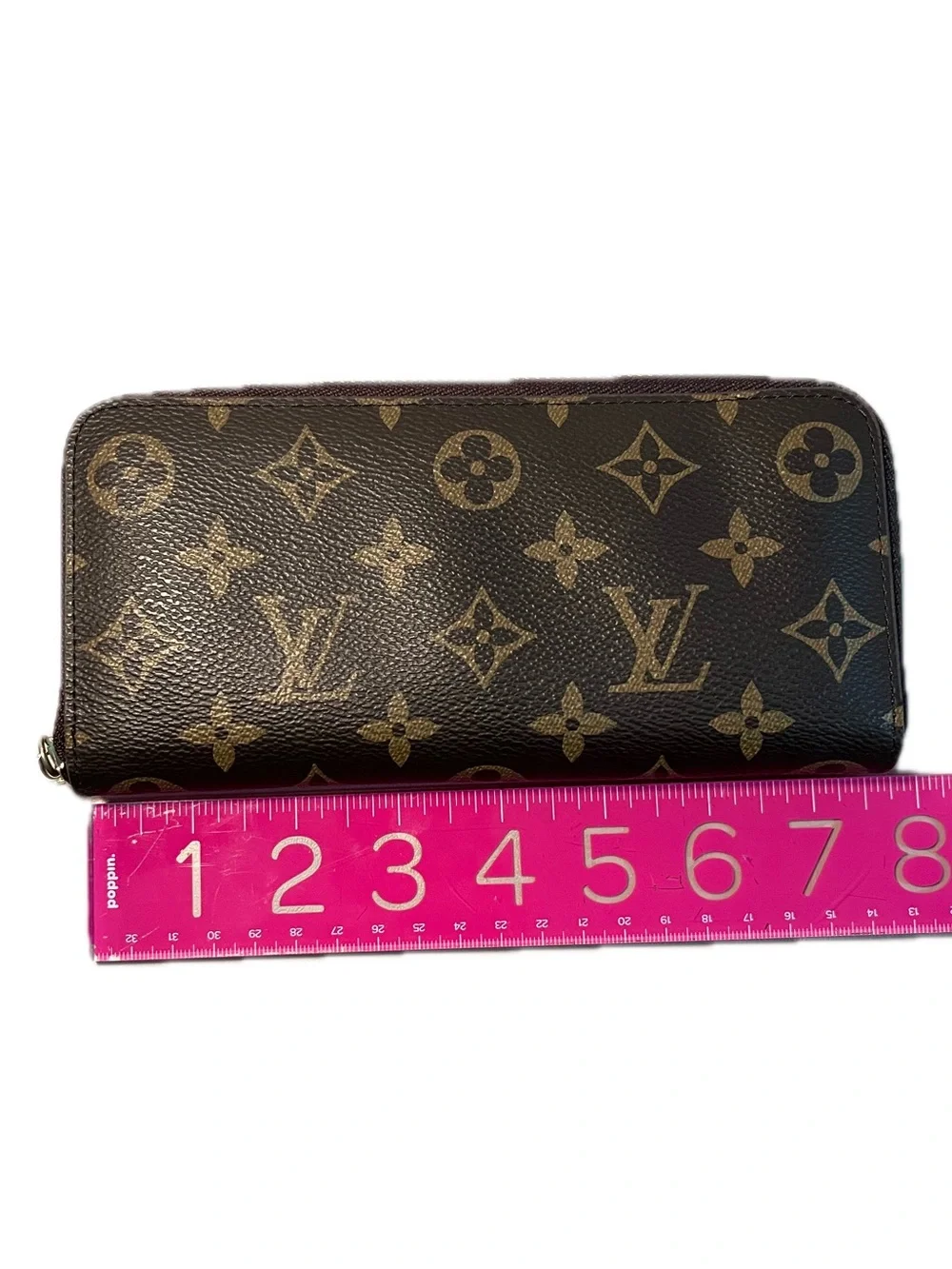Louis Vuitton Vinyl Zip-Around Wallet in Dark Brown No Outside Zipper Pull